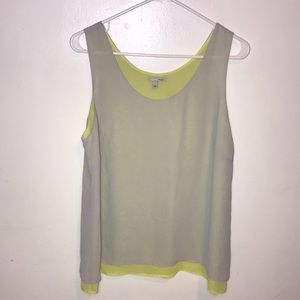 Halogen light gray & lime green sleeveless blouse